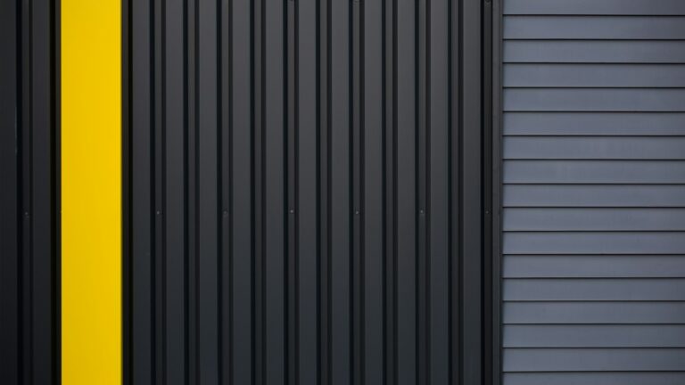 a black and yellow door with a yellow stripe